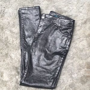 Silver Grey Metallic Skinny Jeans